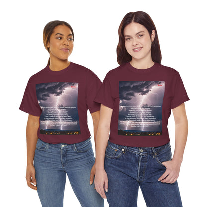 Lightning Style People Tremble Unisex Heavy Cotton Tee, Dual Side, W Font