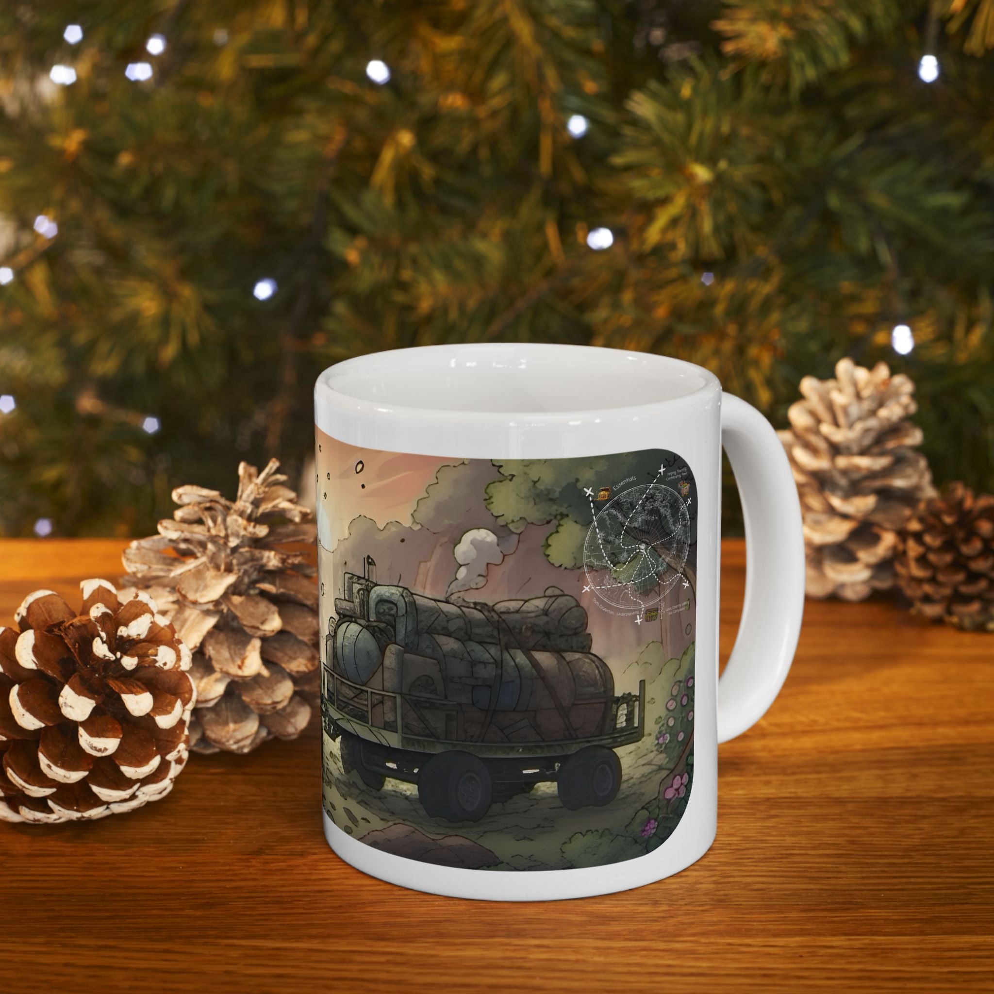 Adventure 4x4 Trucks #1, Army Commandos White Ceramic Mug  — Find Your Path To The Essentials Cup (11oz & 15oz)
