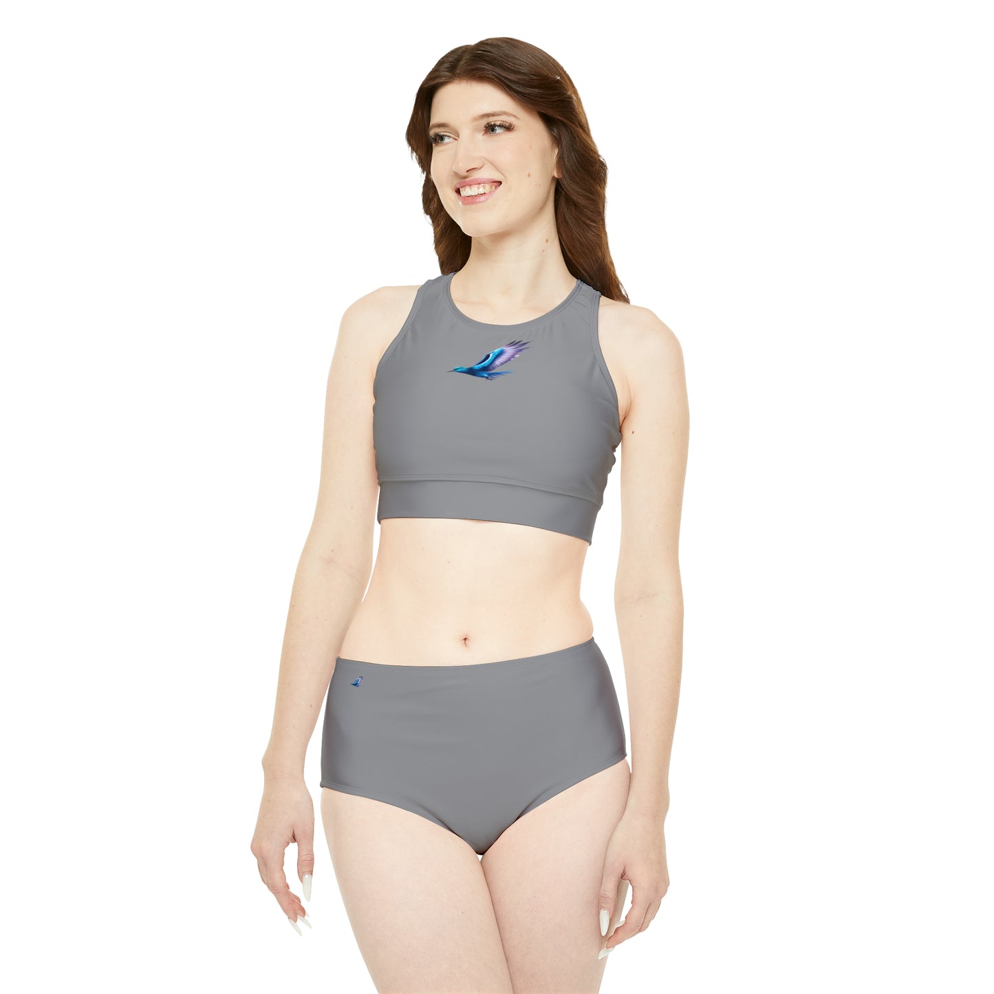 Grey Sporty Bikini Set (AOP)