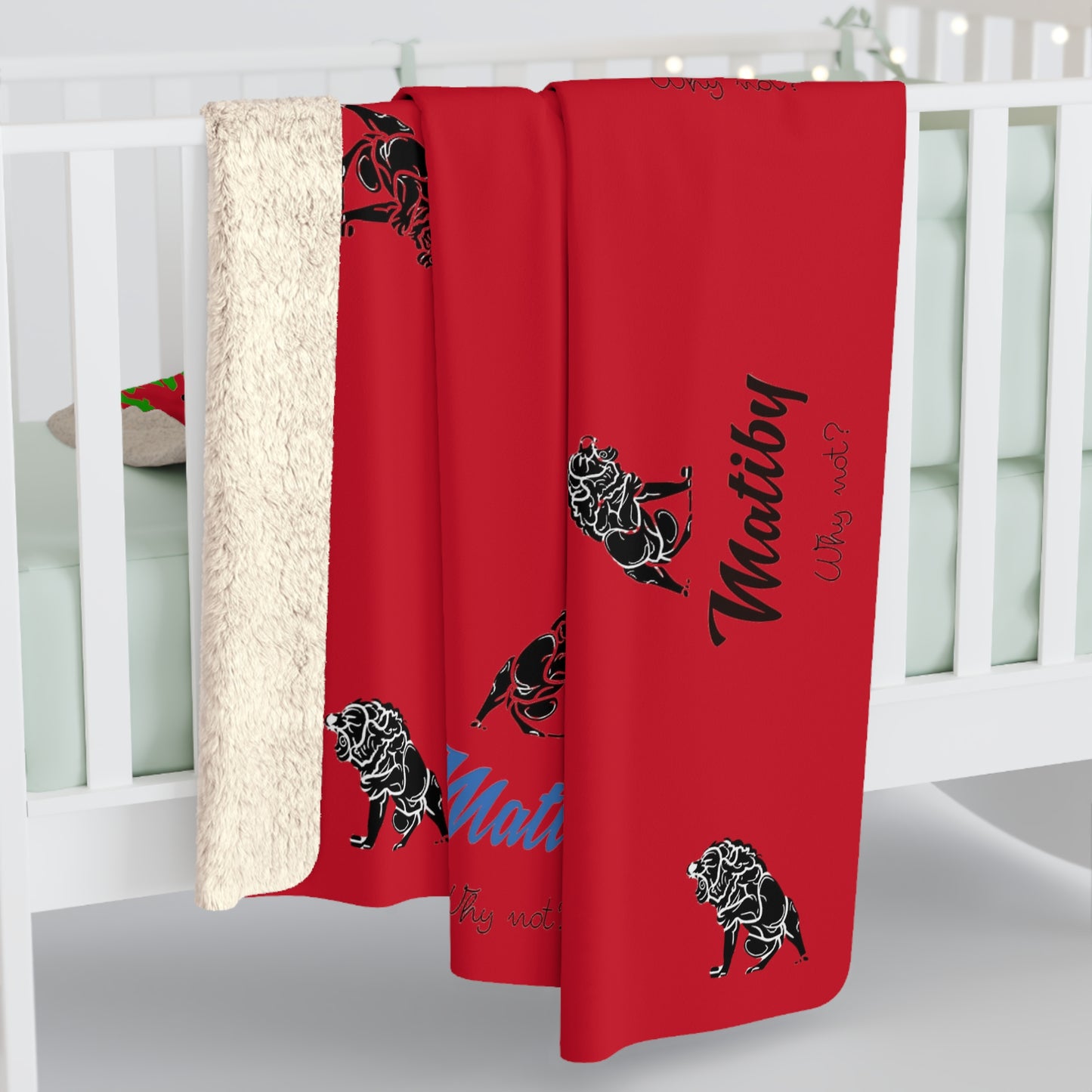 Matiby Lions Red Sherpa Fleece Blanket