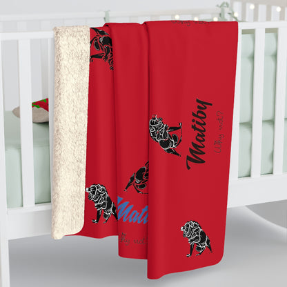 Matiby Lions Red Sherpa Fleece Blanket