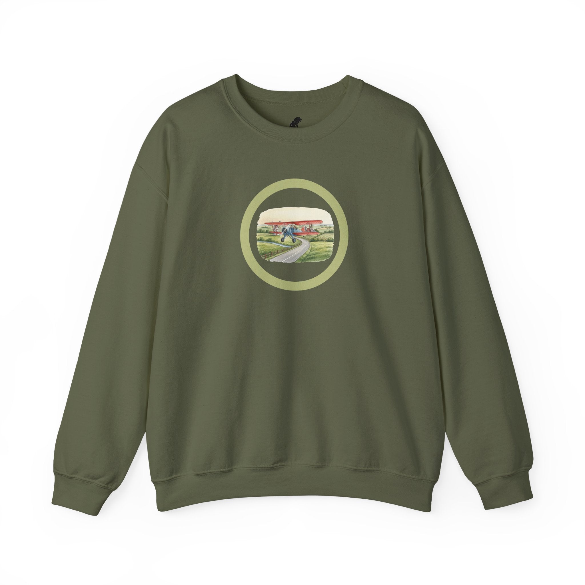 Scenic Countryside Crewneck Sweatshirt, Vintage Antique Aircraft Sweater
