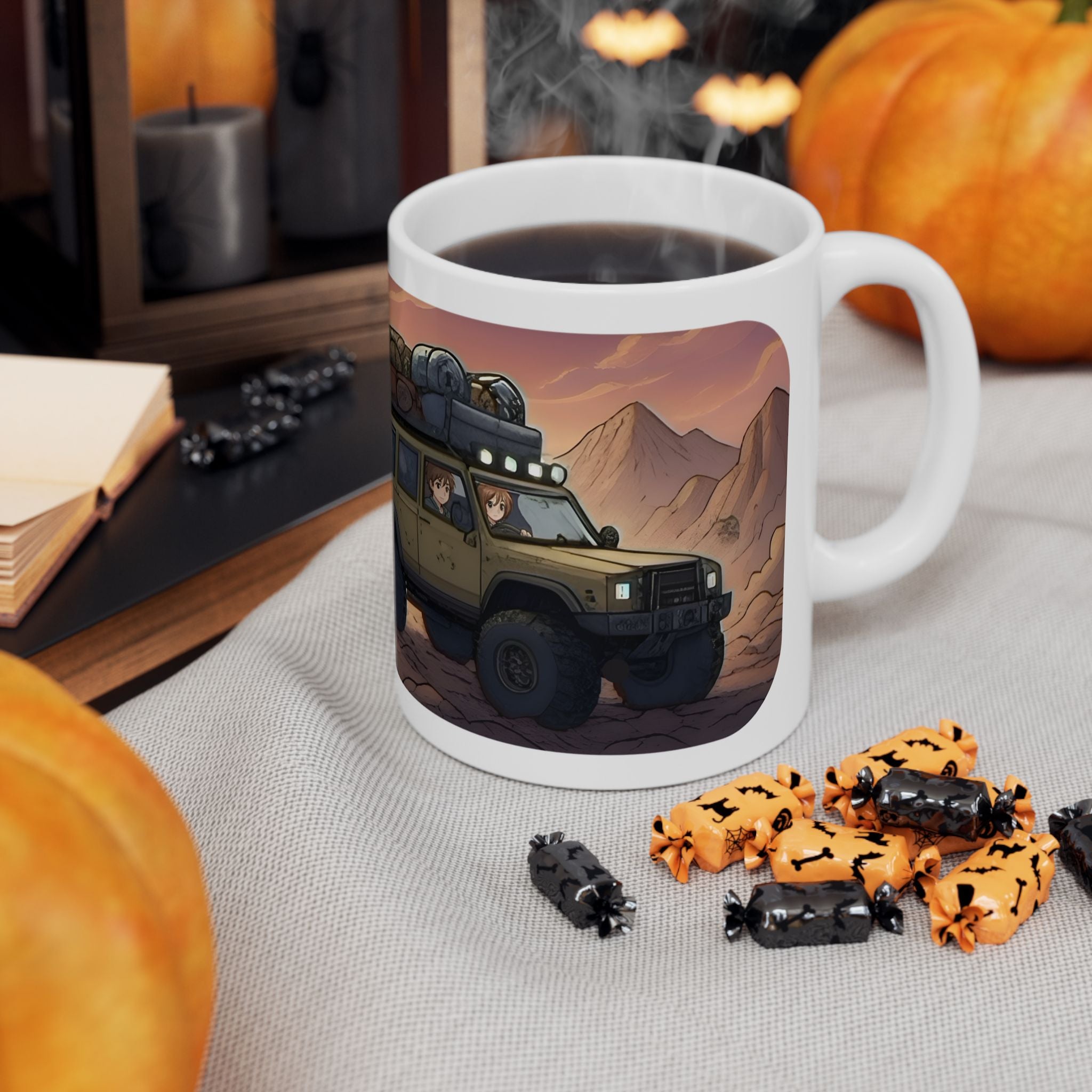 Adventure 4x4 Trucks #44, Globe Trekkers White Ceramic Mug — Find Your Path To The Essentials Cup (11oz & 15oz)