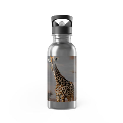 Artzy Giraffe Stainless Steel Water Bottle With Straw, 20oz