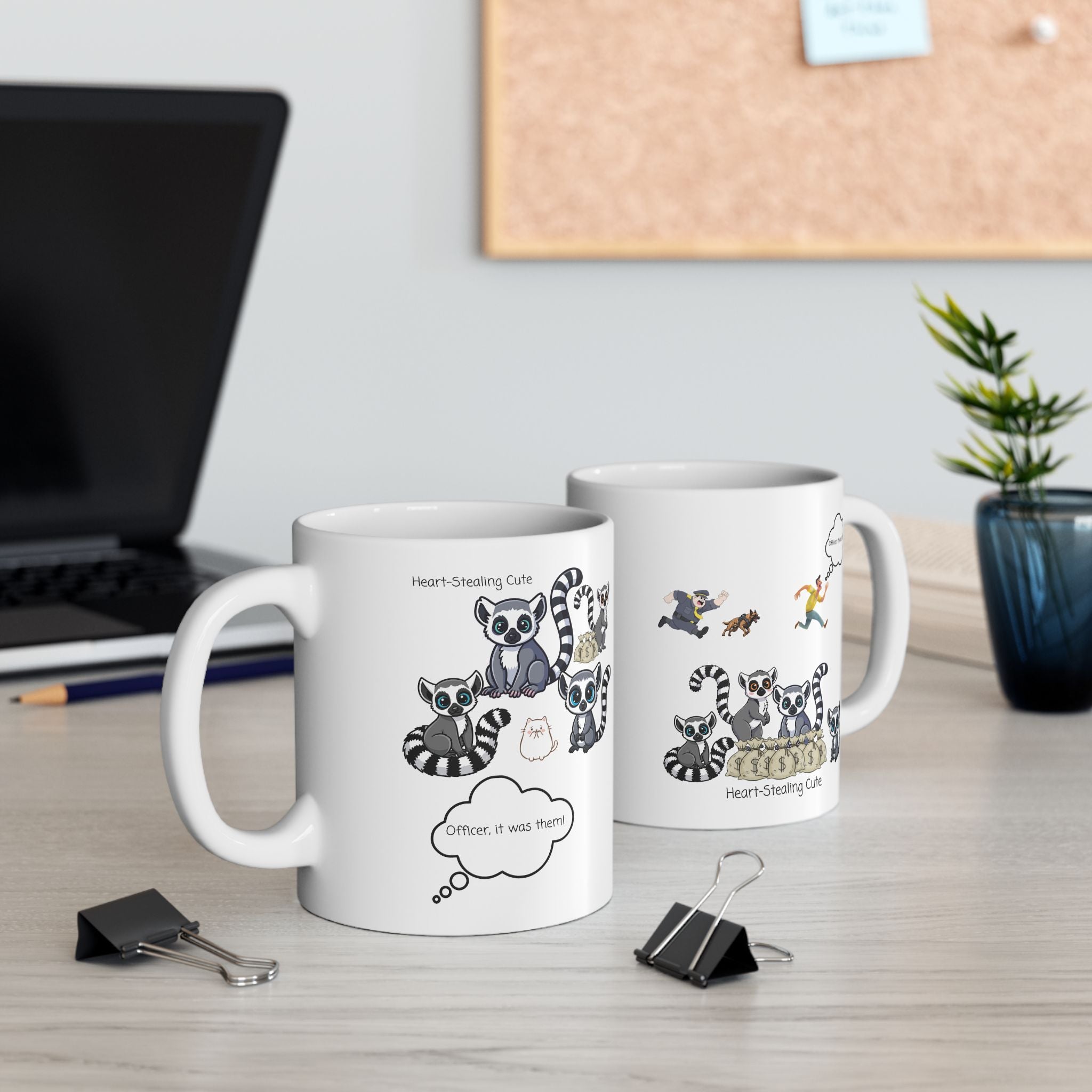 Heart-Stealing Cute Lemurs Gone Wild White Ceramic Mug — "Officer, It Was Them" Adorables (11oz & 15oz)
