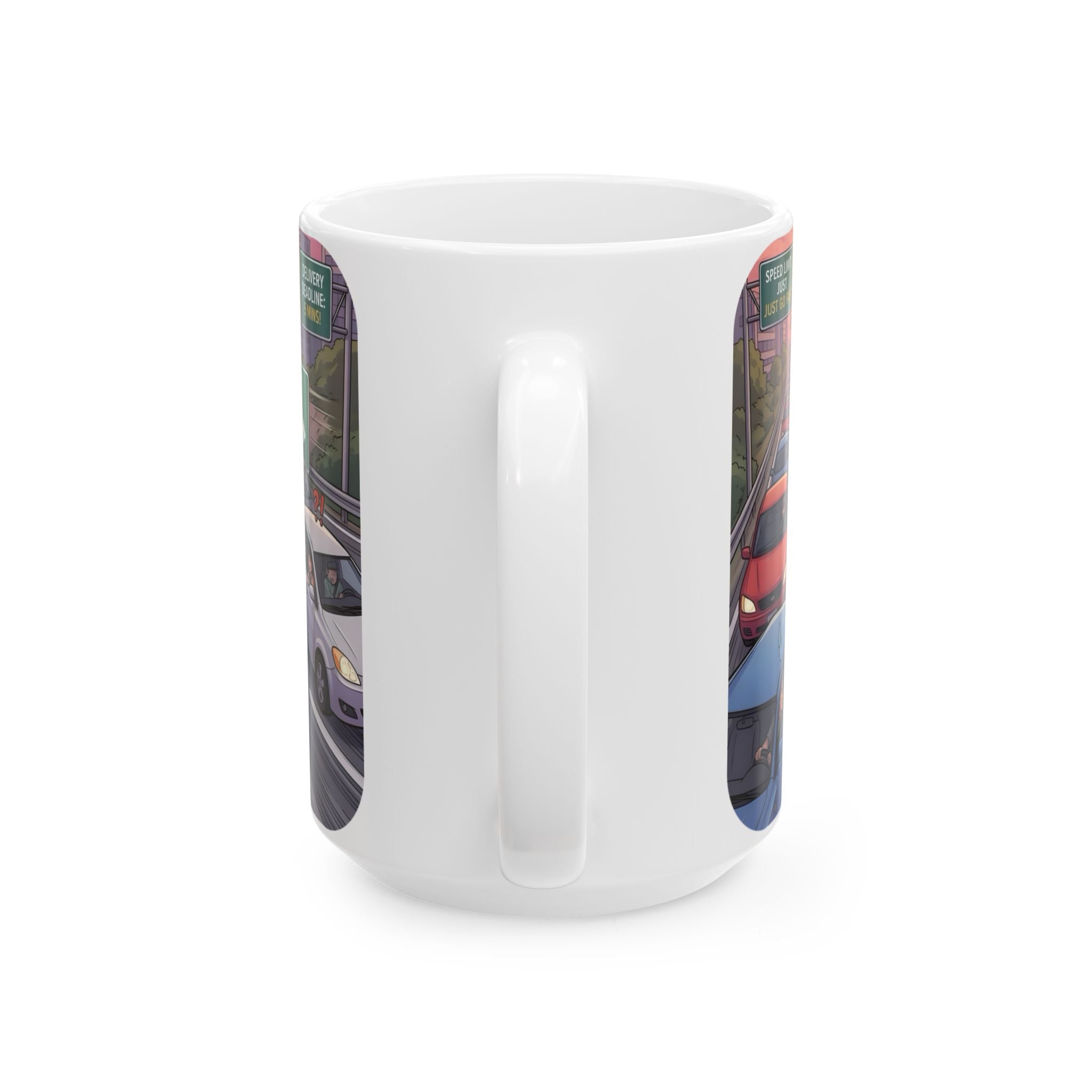 Trucker Life White Ceramic Mug – 'Fast Freight' Big Rig Tea Cup (11oz/15oz)