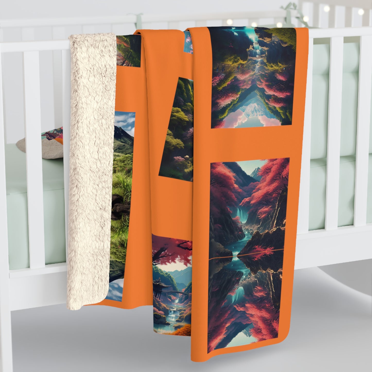 Artzy Scenic Orange Sherpa Fleece Blanket