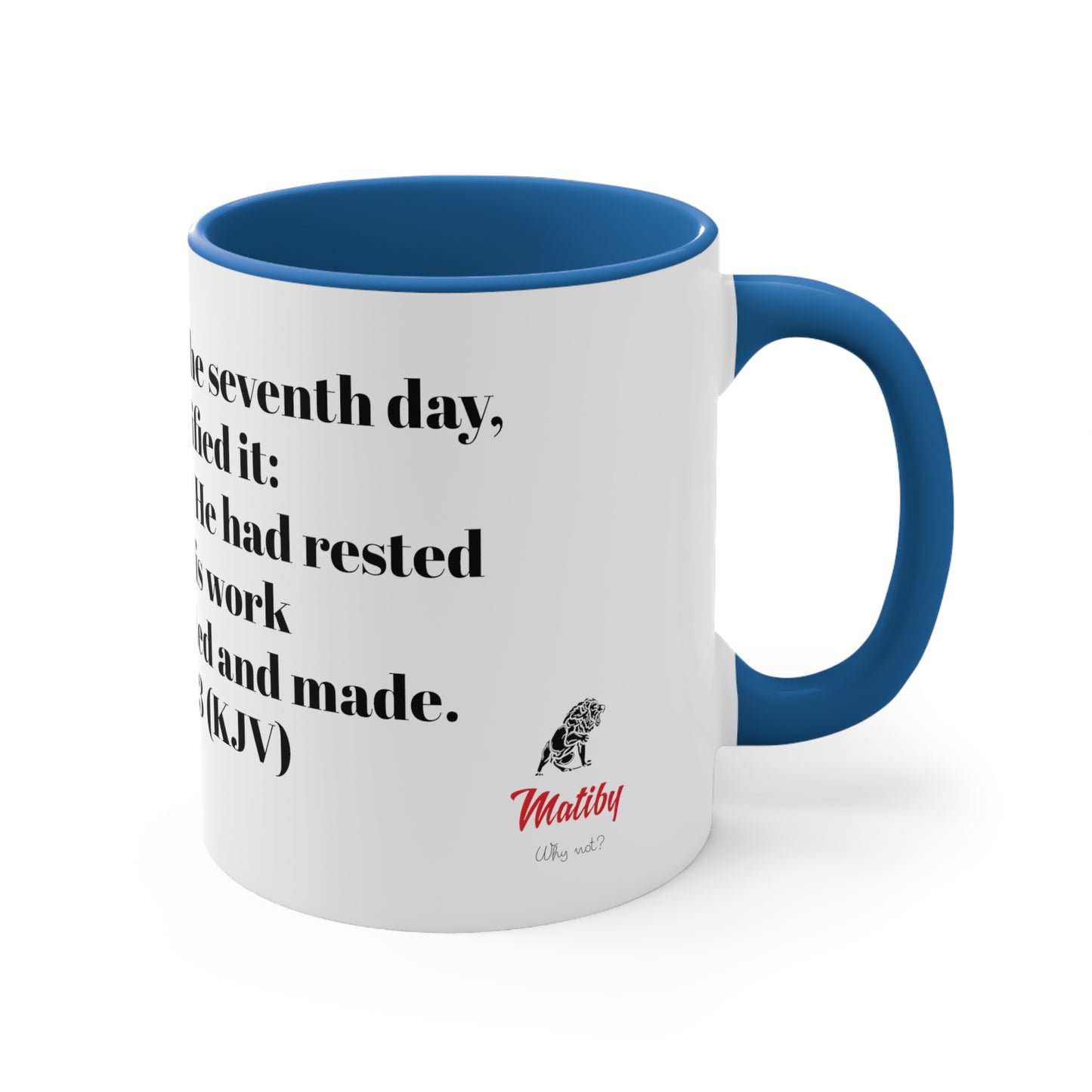 Bible Speaks Gen 2:3 Accent Mug, 11oz