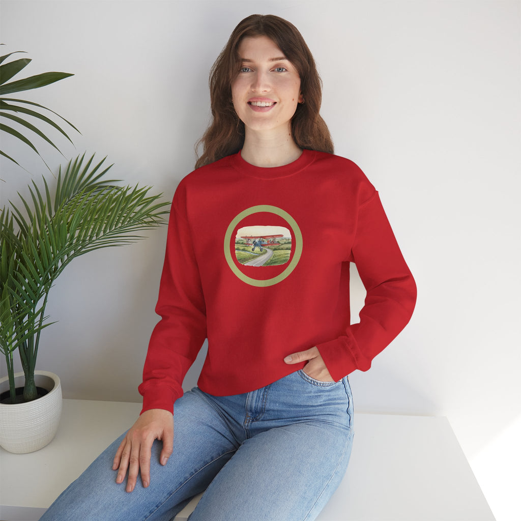 Scenic Countryside Crewneck Sweatshirt, Vintage Antique Aircraft Sweater