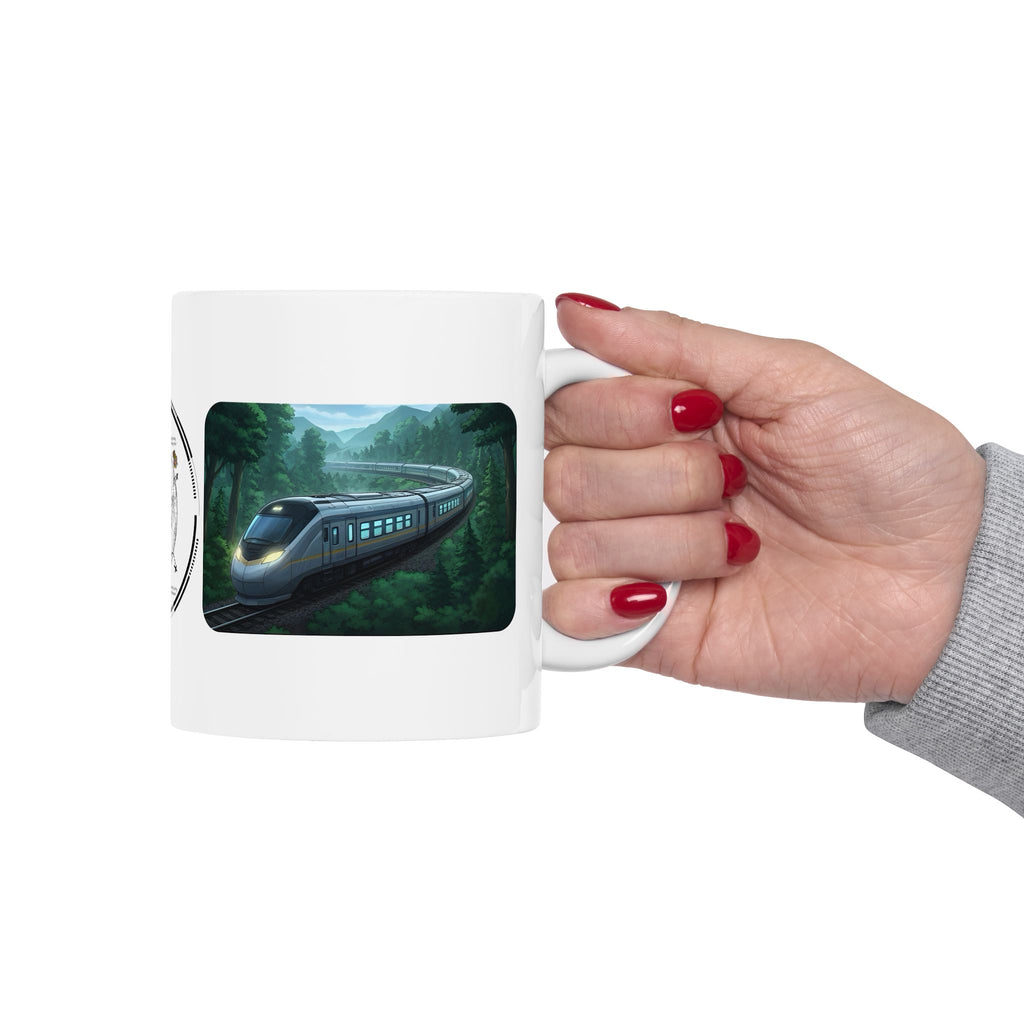 The Winding Journey Train Ride White Ceramic Mug — The Modern Traveler Transit Cup (11oz/15oz)
