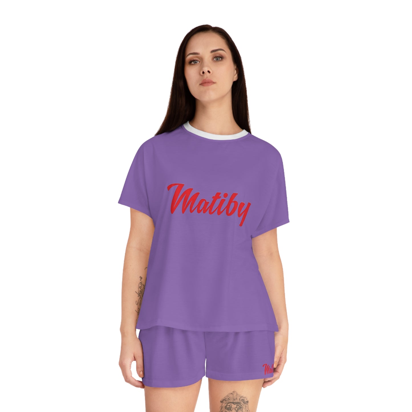 Matiby Women's Light Purple Short Pajama Set (AOP)