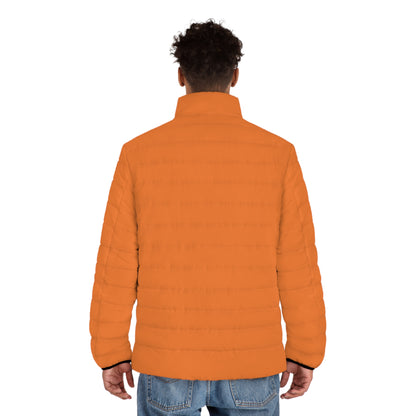 Men's Dark Orange Puffer Jacket (AOP)