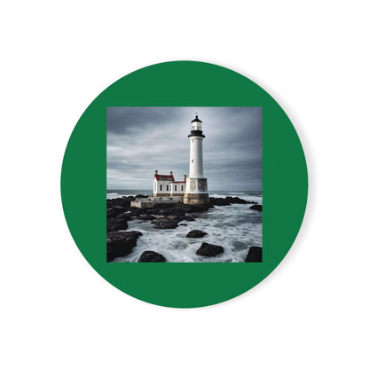 Matiby Lighthouse Dark Green Cork Back Coaster