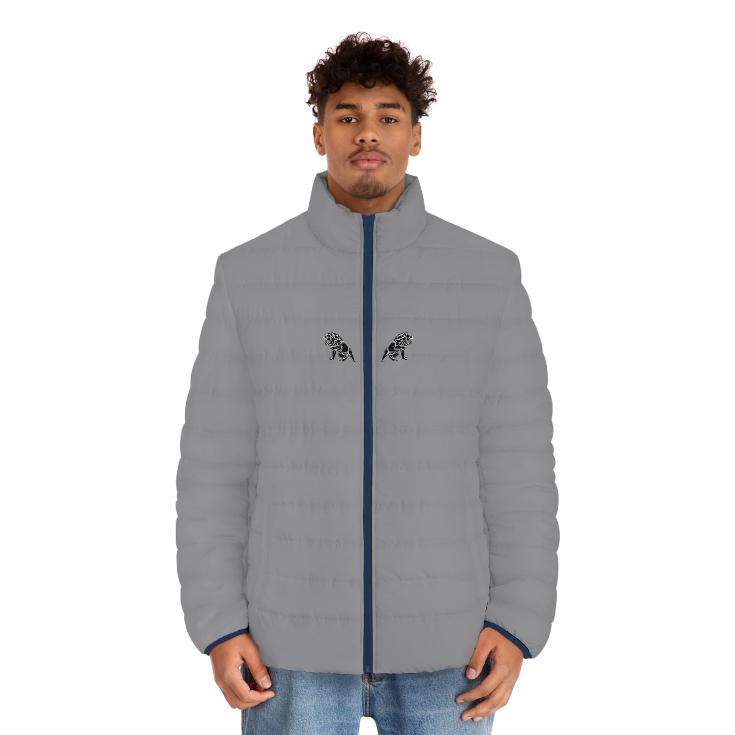 Men's Grey Puffer Jacket (AOP)