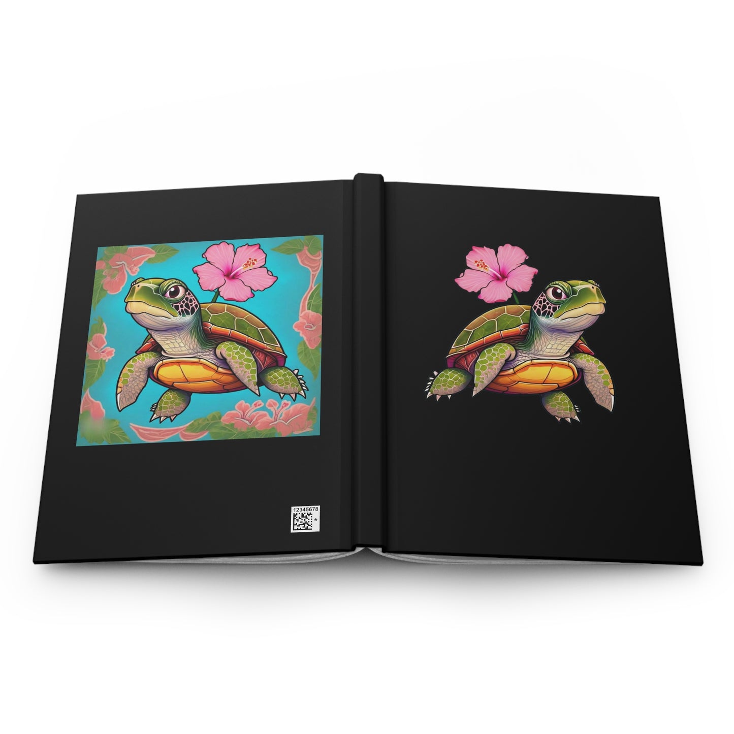 Turtle Rose Hardcover Journal Matte Black