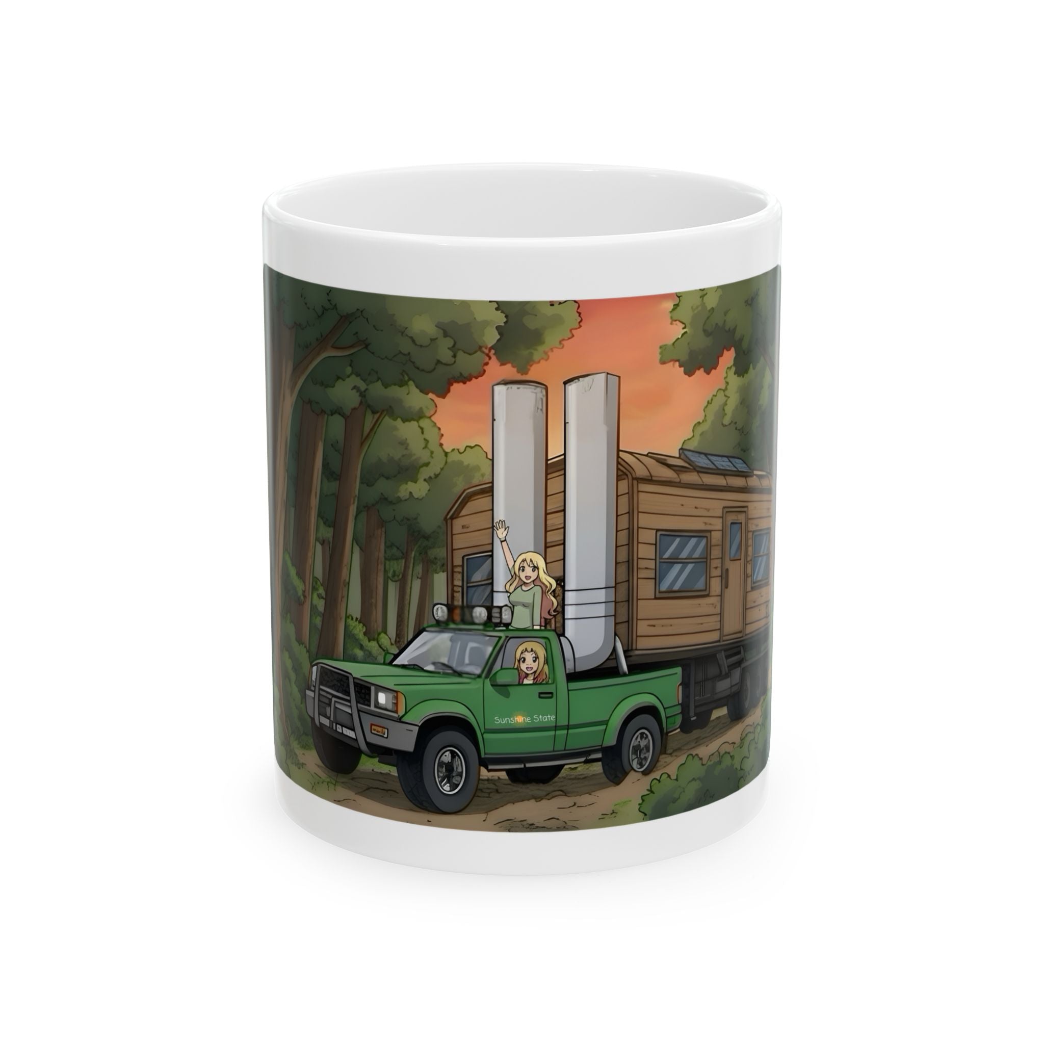 Sunshine State Pickup Trucks #12 Trailer Hauling Gals White Ceramic Mug – Celebrating Companionship, Creativity & Life’s Little Wonders Cup (11oz/15oz)