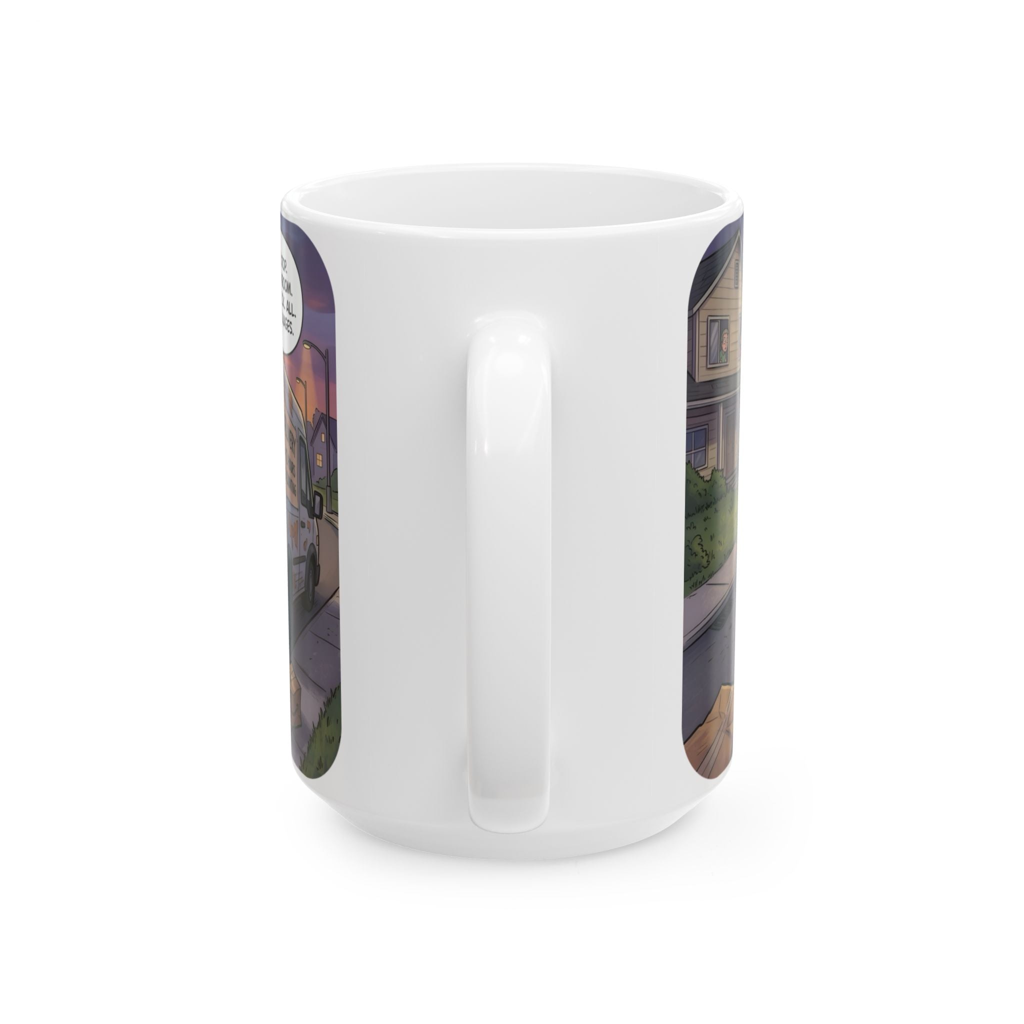 Speedy Drop Delivery Bathroom Tales White Ceramic Mug — "Gotta Go" Postal Worker Tea Cup (11oz/15oz)