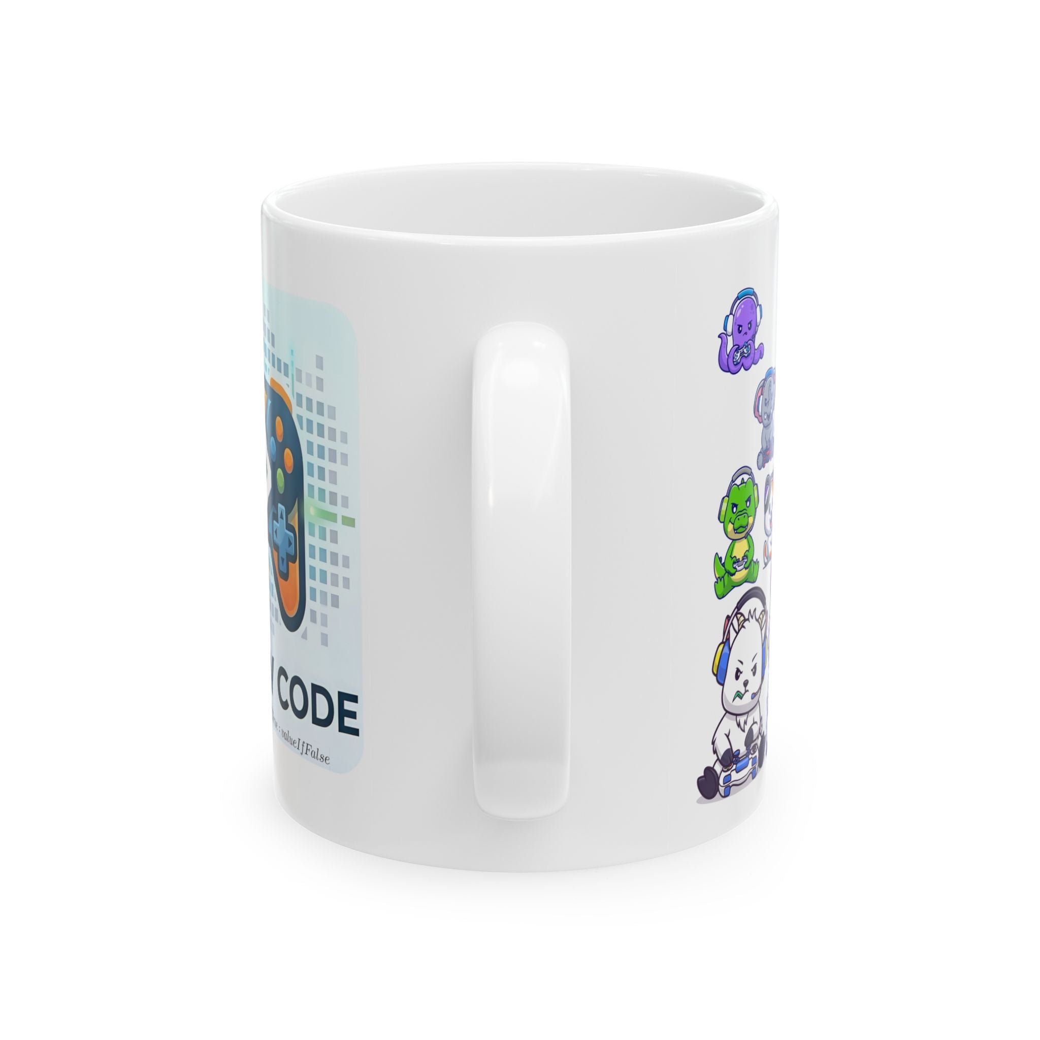 Game Dev Code White Ceramic Mug — Cute Gaming Panda & Adorables, 11oz/15oz