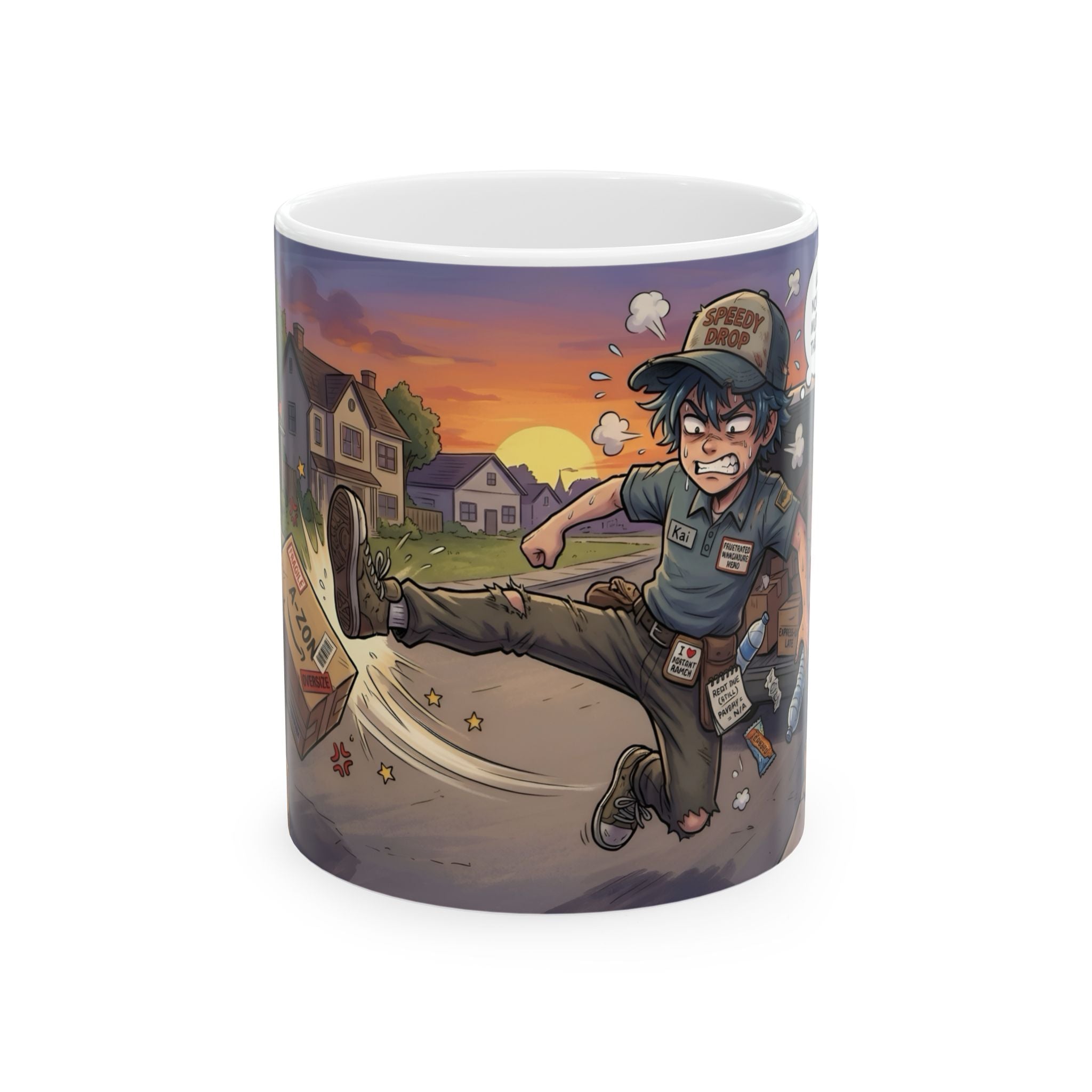 Speedy Drop Delivery Bathroom Tales White Ceramic Mug — "Gotta Go" Postal Worker Tea Cup (11oz/15oz)