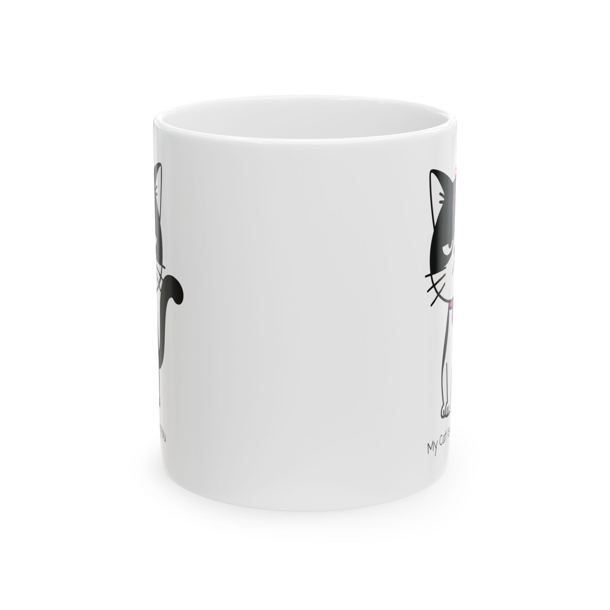 My Cat Is Judging You White Ceramic Mug — Cute Black & White Kitty Stare Down Tea Cup (11oz/15oz)