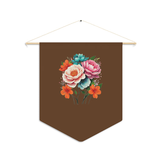 E Floral Brown Pennant