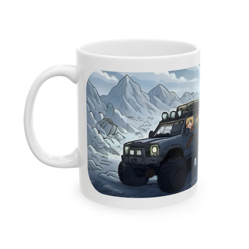 Adventure 4x4 Trucks #29, Winter Wonderland Snow Lovers On The Move White Ceramic Mug — Find Your Path To The Essentials Cup (11oz & 15oz)