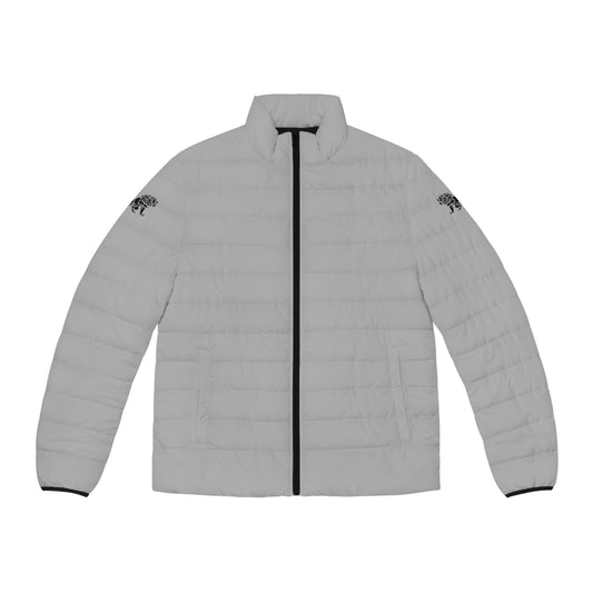 Men's Light Grey Puffer Jacket (AOP)