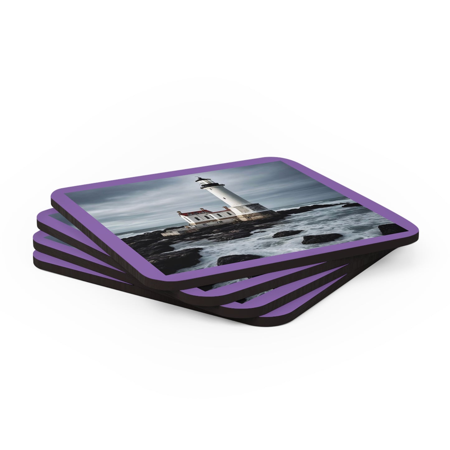 Matiby Lighthouse Purple Corkwood Coaster Set