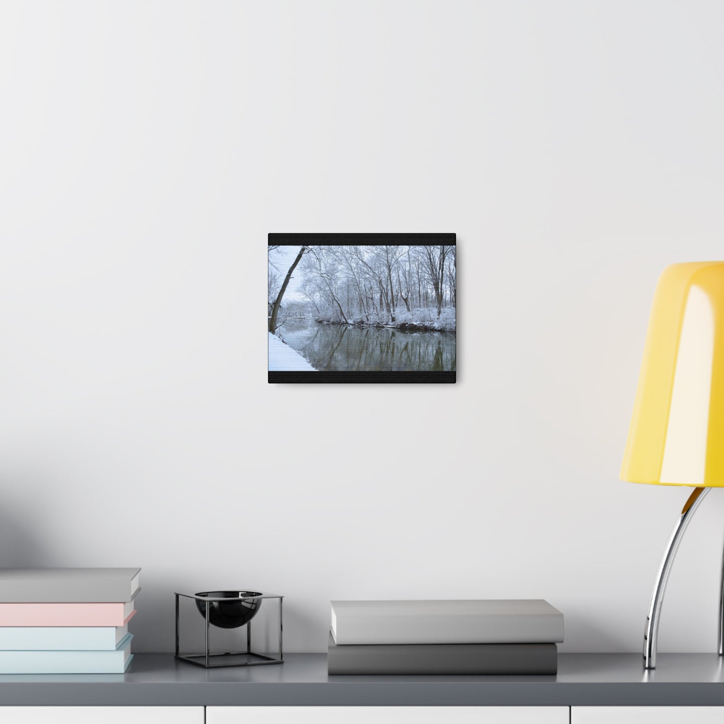 Winter River Black Canvas Gallery Wraps