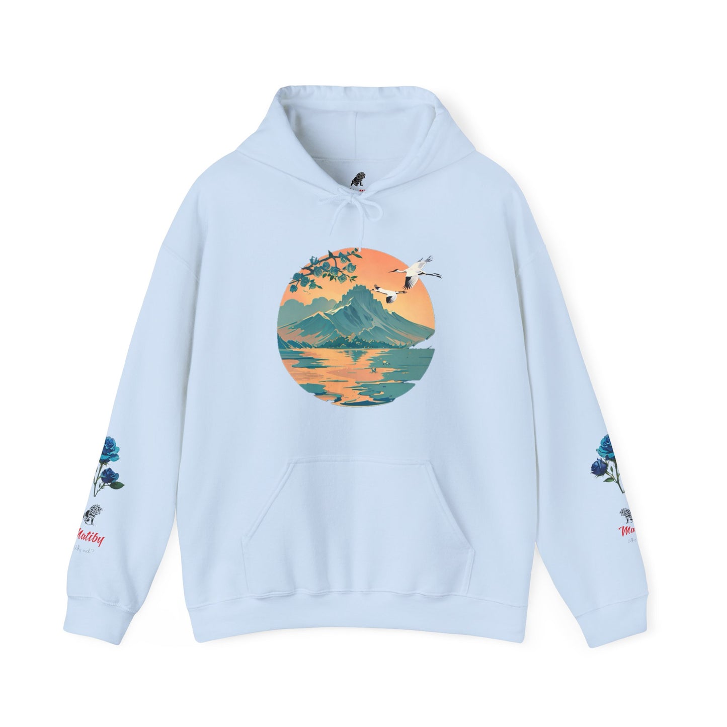 Japanese Blue Roses Landscape Unisex Heavy Blend™ Hooded Sweatshirt