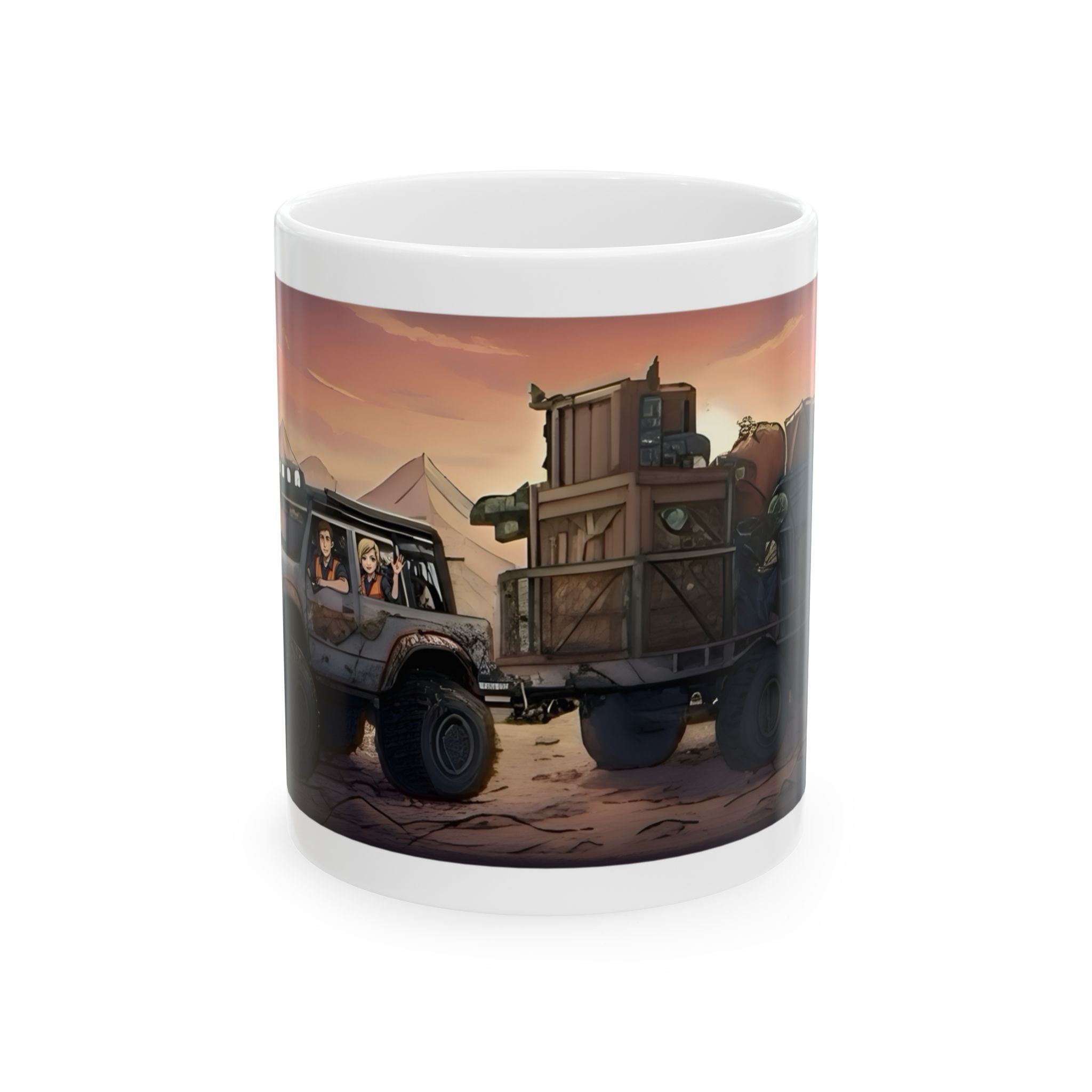 Adventure 4x4 Trucks #23, Utility Workers On The Go White Ceramic Mug — Find Your Path To The Essentials Cup (11oz & 15oz)