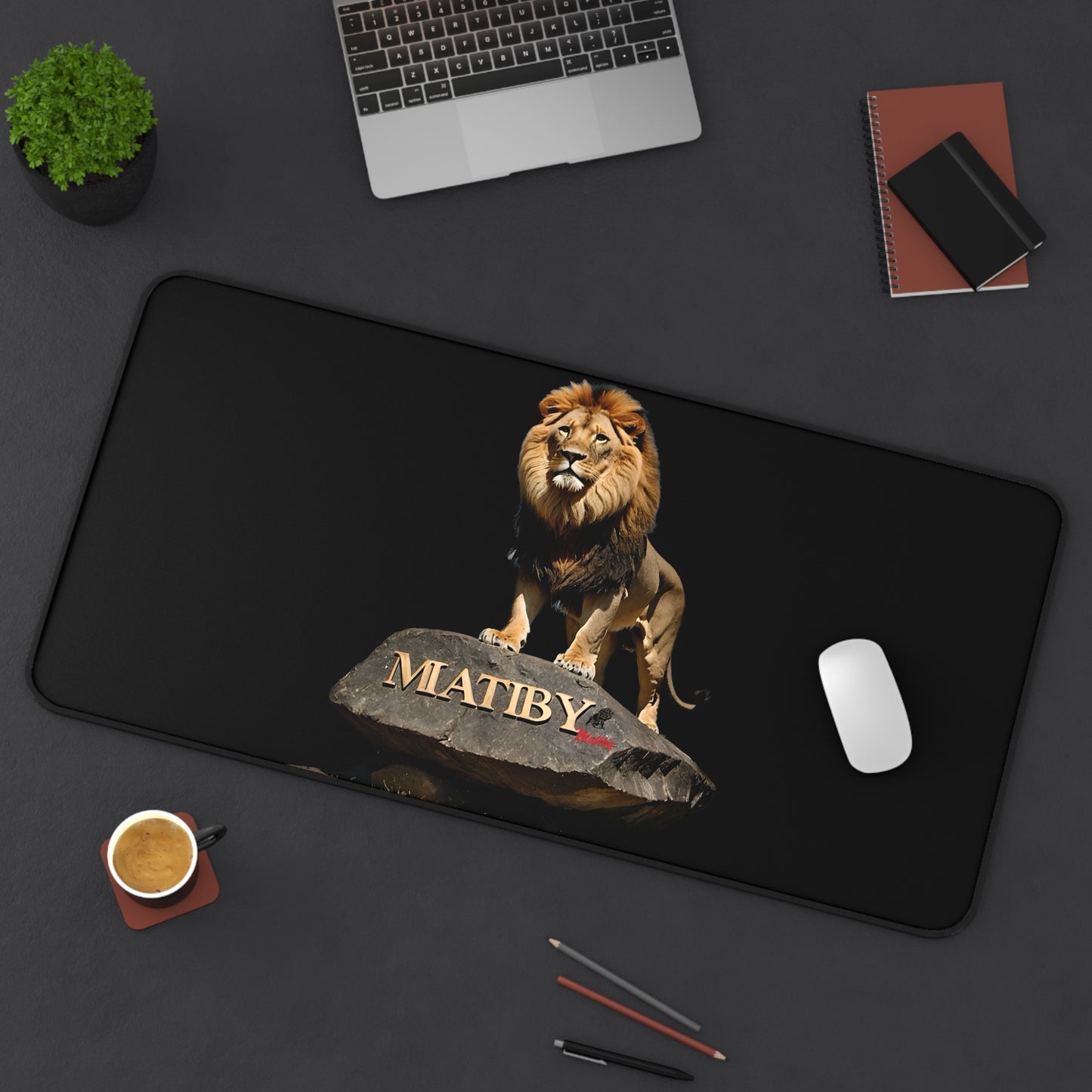 Matiby Lion Desk Mat, Black