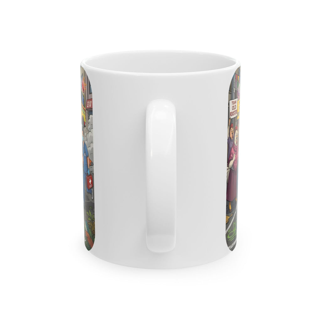 Chicken Dance Battle White Ceramic Mug (11oz, 15oz) — Funny Rooster Street Dance Cup