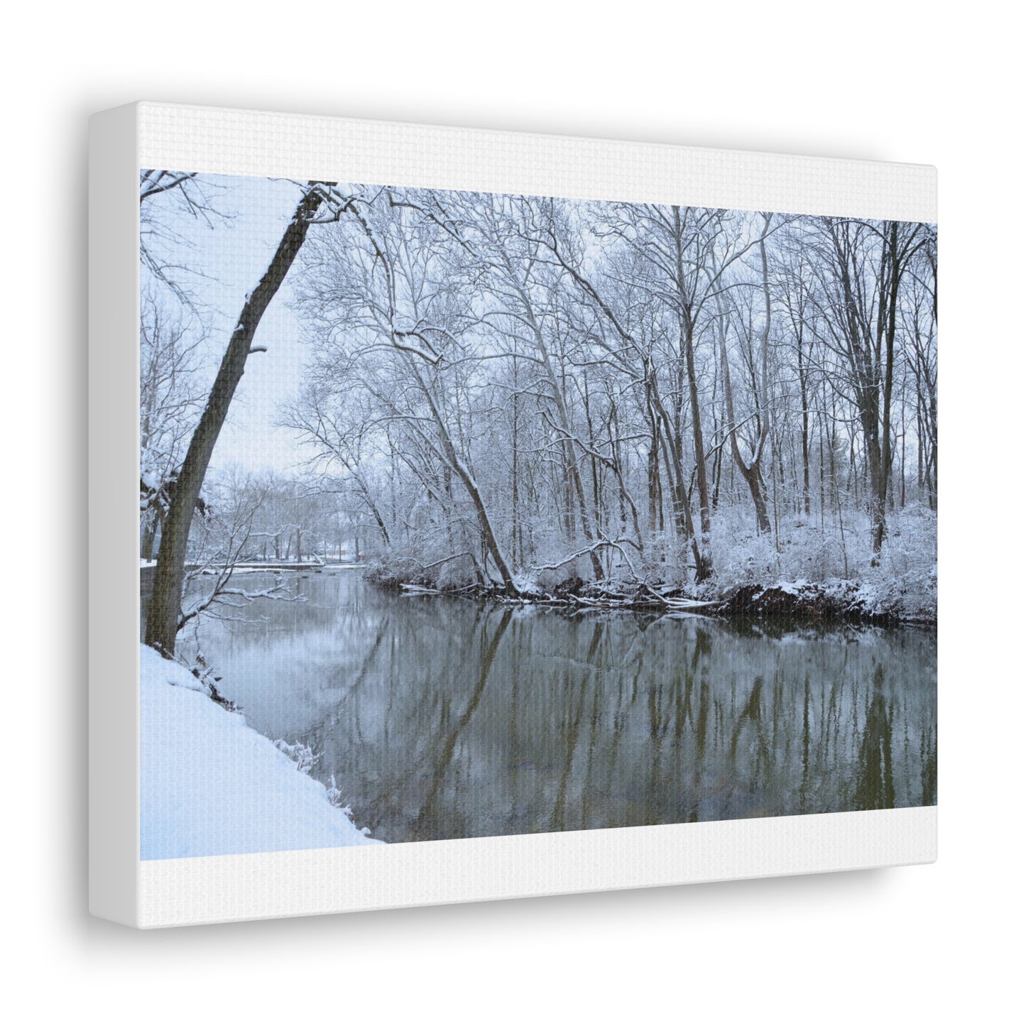 Winter River White Canvas Gallery Wraps