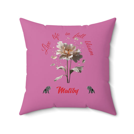 Pink Matiby Flower Spun Polyester Square Pillow