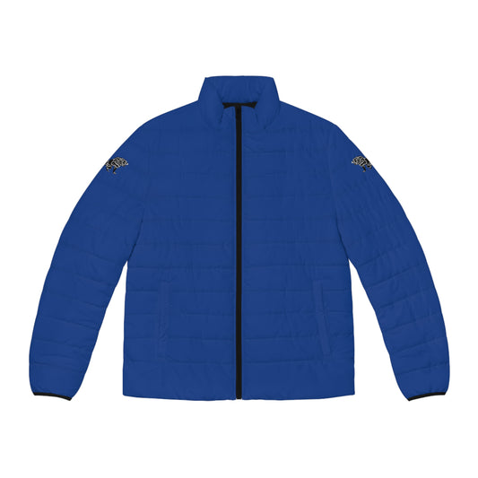 Men's Dark Blue Puffer Jacket (AOP)