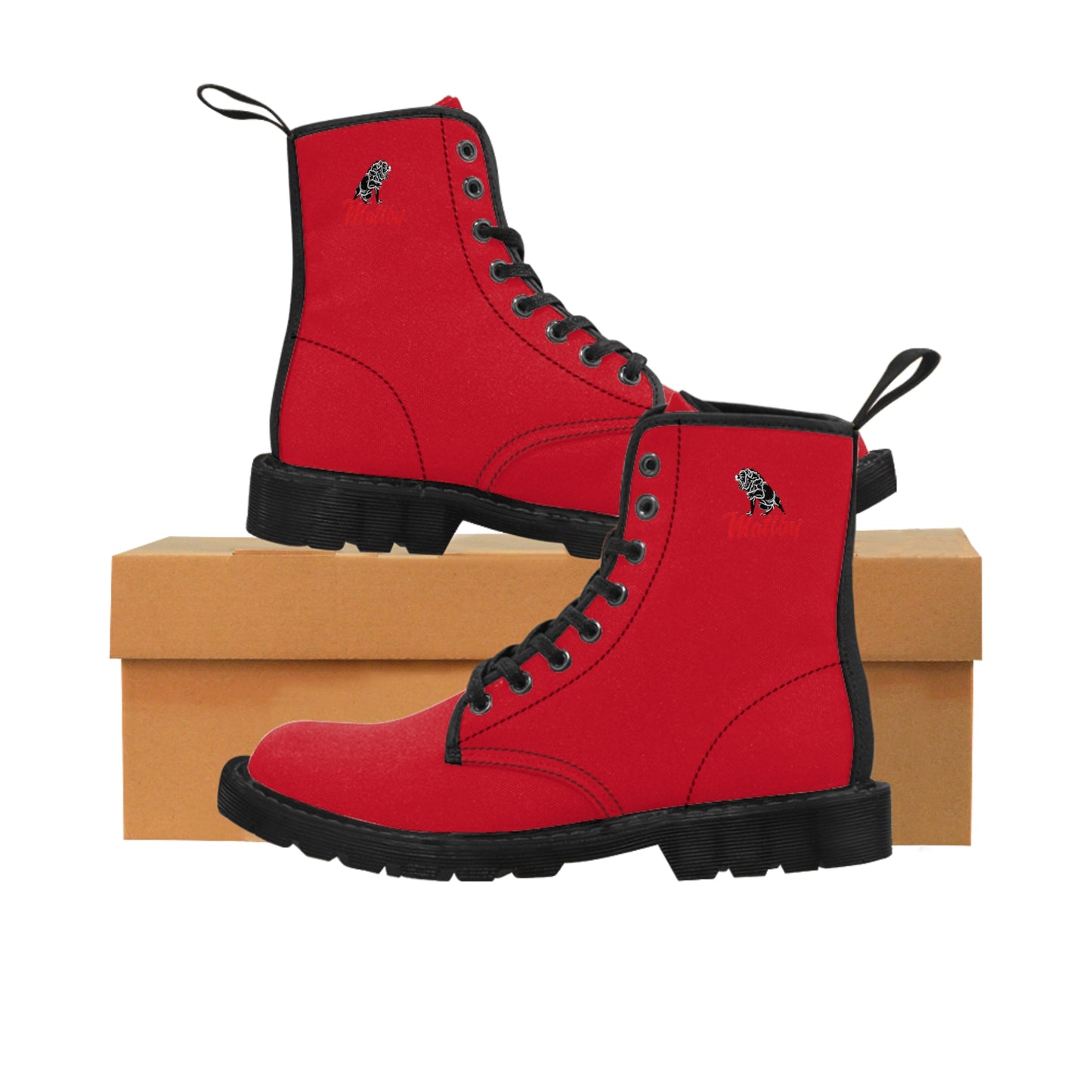 Men's Dark Red Canvas Boots