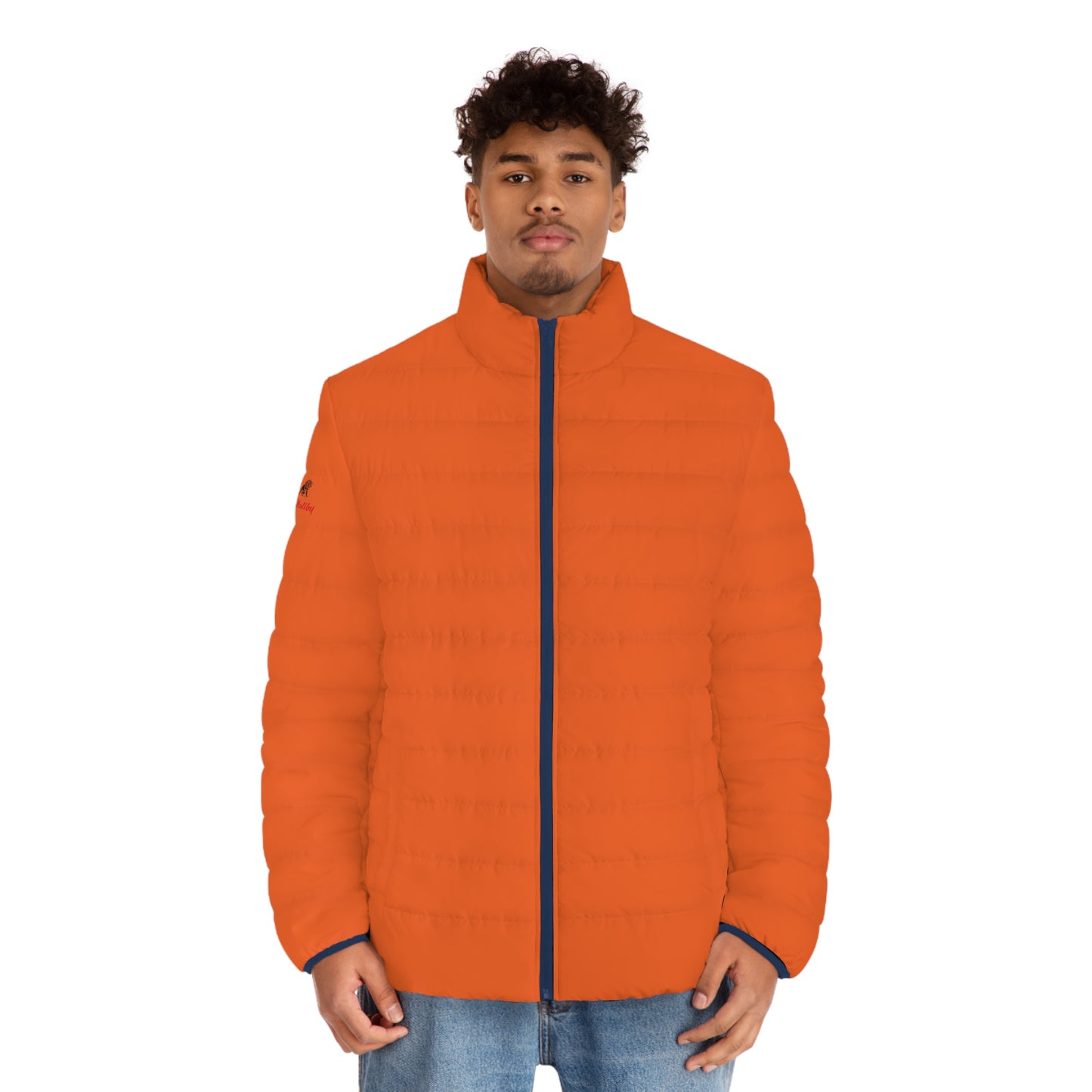 Men's Orange Puffer Jacket (AOP)