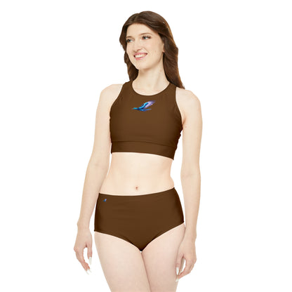 Brown Sporty Bikini Set (AOP)