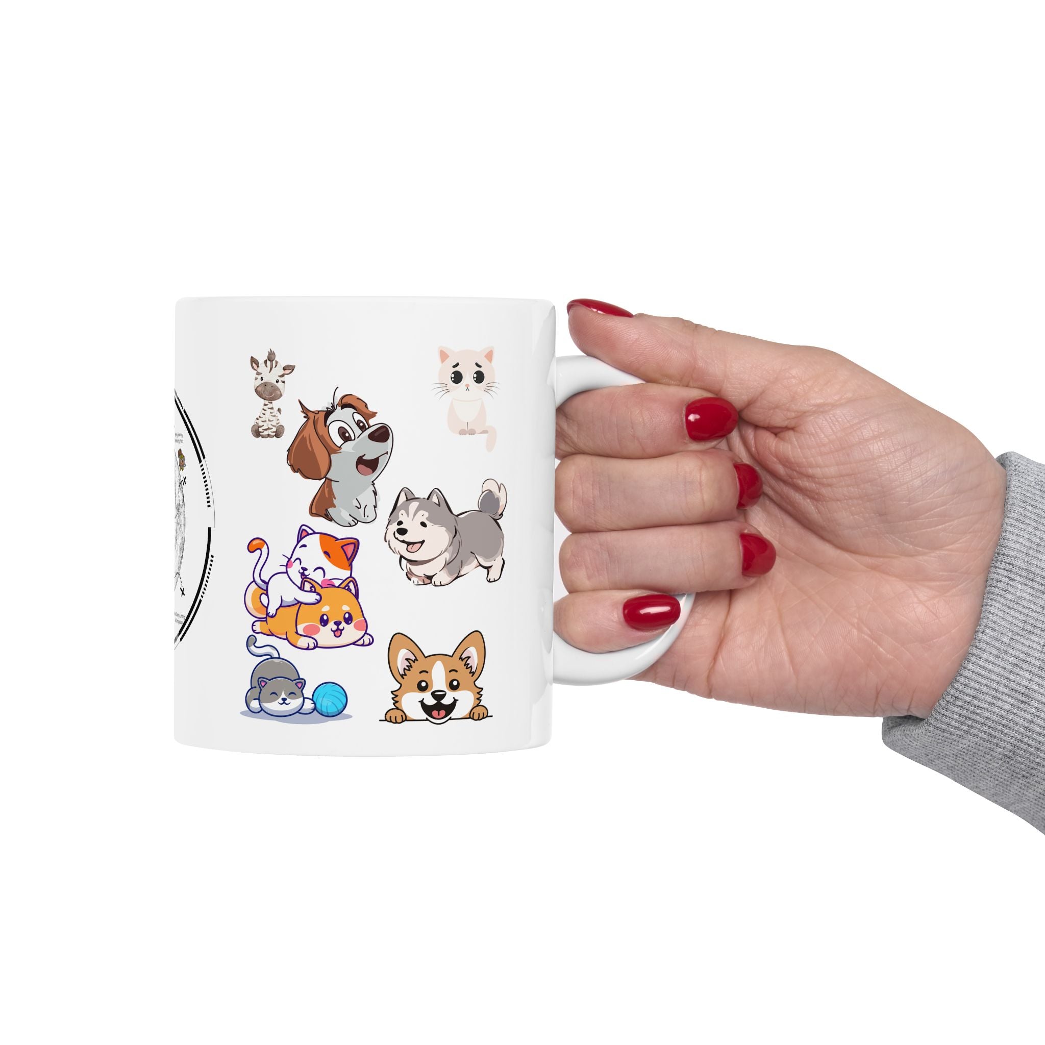 Playful & Cute Pets Decor #3 White Ceramic Mug — Adorable Animals To Brighten Your Day Cup (11oz & 15oz)