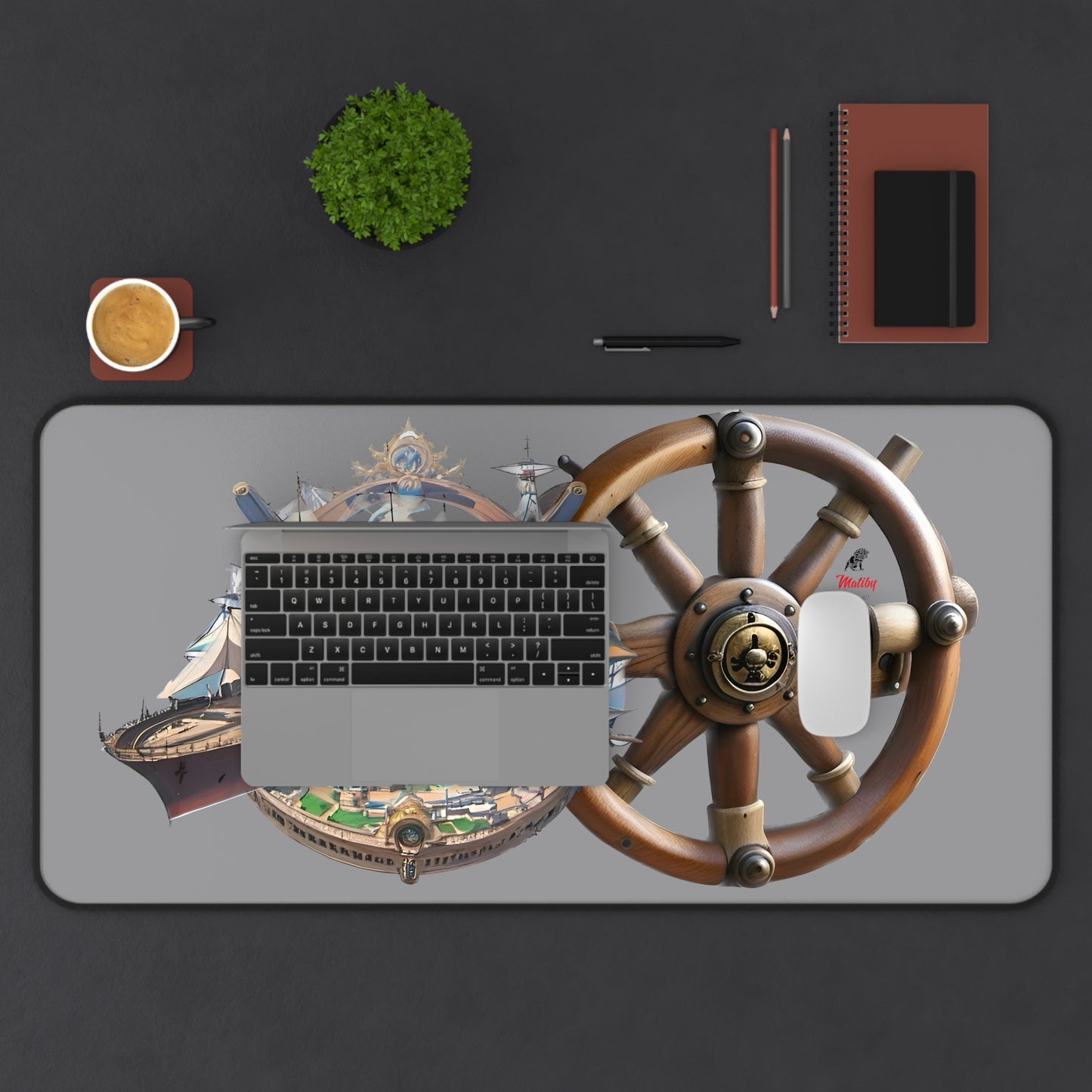 Nautical Desk Mat, Grey