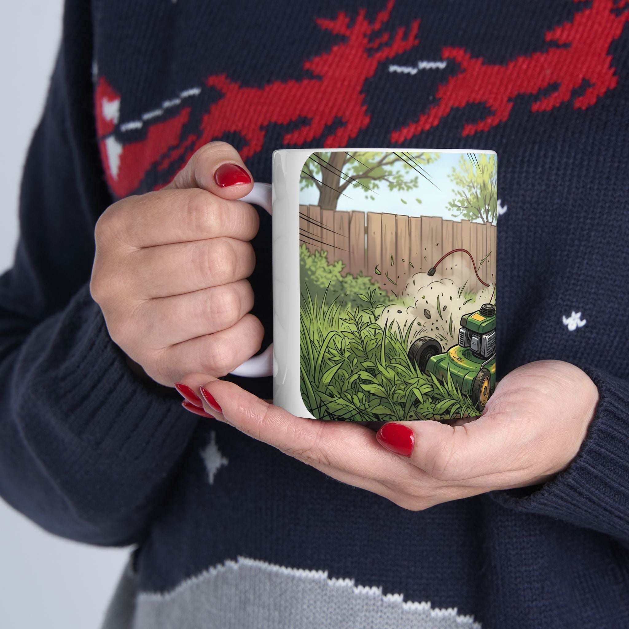Wifey & The Lawn Mower White Ceramic Mug – Funny Mowing Gardener's Tea Cup (11oz & 15oz)