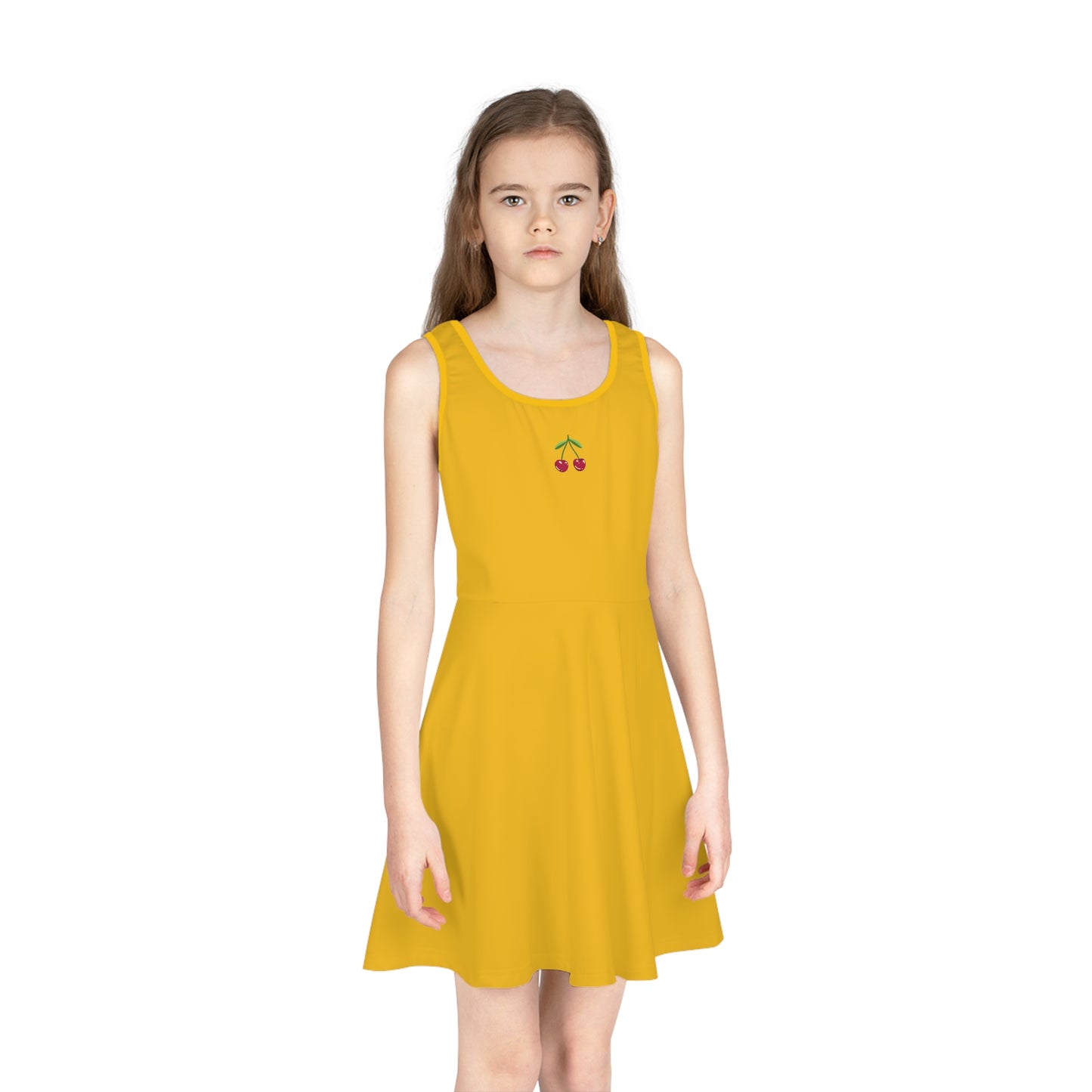 Girls' Yellow Sleeveless Sundress (AOP)