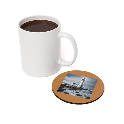 Matiby Lighthouse Light Brown Cork Back Coaster