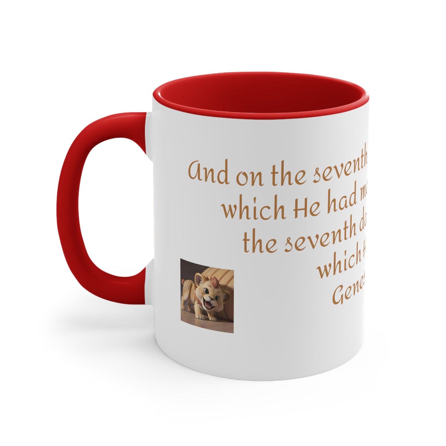 Bible Speaks Gen 2:2 Accent Mug, 11oz