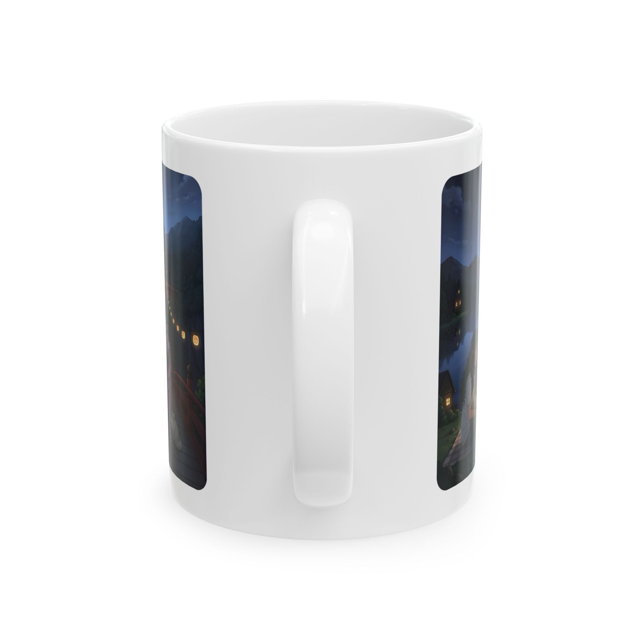 Kawaii Cat Lovers Transcending Time White Ceramic Mug — True Anime Best Friends in Japan Cup (11oz/15oz)