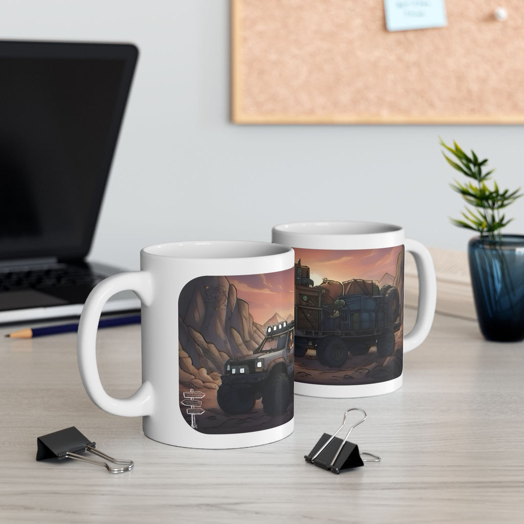 Adventure 4x4 Trucks #23, Utility Workers On The Go White Ceramic Mug — Find Your Path To The Essentials Cup (11oz & 15oz)