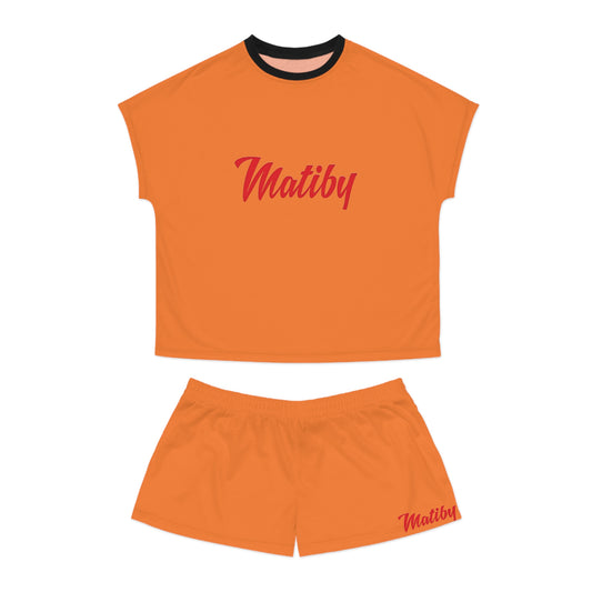 Matiby Women's Orange Short Pajama Set (AOP)