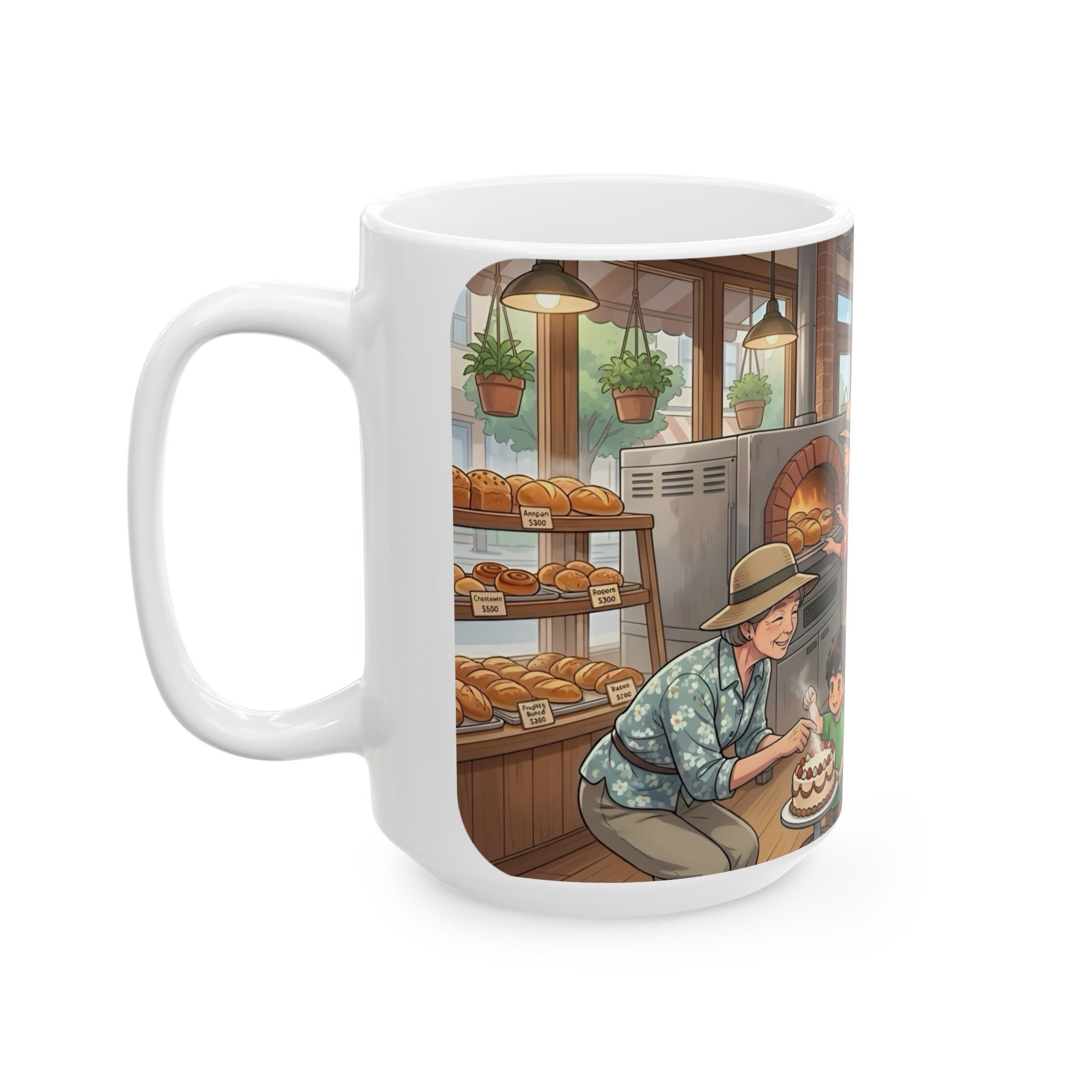 Cozy Family Bakery White Ceramic Mug — Inspirational Multigenerational Baking Cup (11oz & 15oz)