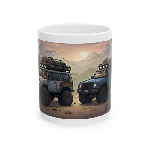 Adventure 4x4 Trucks #45, Nature Lovers White Ceramic Mug — Find Your Path To The Essentials Cup (11oz & 15oz)